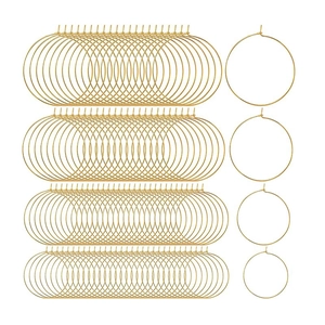 Multiple sizes of golden round wine glass rings and earring charm hoops for DIY jewelry