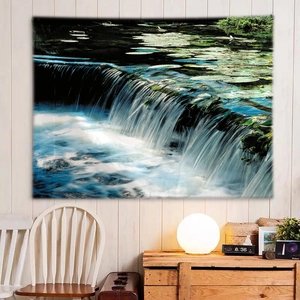 Scenic waterfall tapestry with water lilies for wall decoration in living room or bedroom