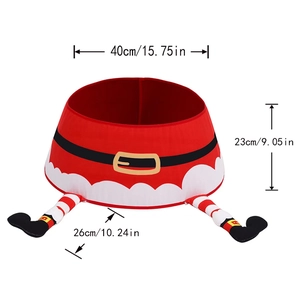Detailed size chart for Santa belt Christmas tree collar with elf legs and buckle