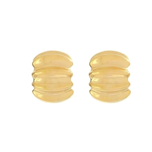 Golden S925 silver hoop earrings with 3D irregular ripple texture on white background