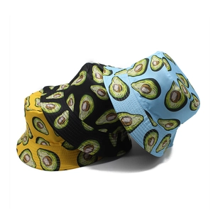 Avocado Print Bucket Hat Cotton Polyester Reversible Sun Protection Outdoor Casual Fishing Cap For Men Women