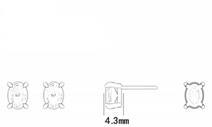 Technical drawing showing 5x7mm oval gemstone dimensions and 4.3mm earring depth