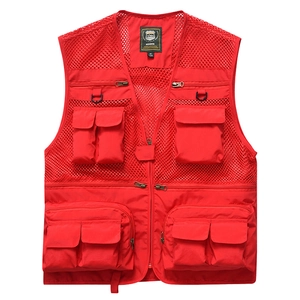 Gilet tactique rouge camouflage pour homme avec multiples poches et maille respirante