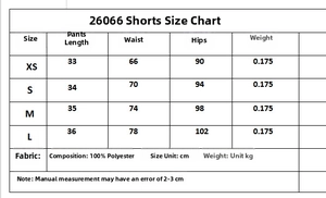 Size chart for beaded linen vest and shorts set with detailed measurements and fabric info