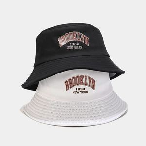 Brooklyn Letter Embroidery Bucket Hat Cotton Canvas Sun Protection Outdoor Streetwear Fisherman Cap For Men Women
