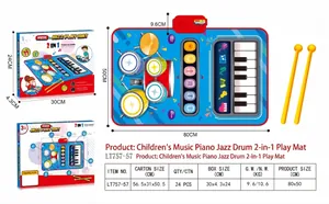 Detailed specification sheet for the 80x50cm kids piano and jazz drum music mat