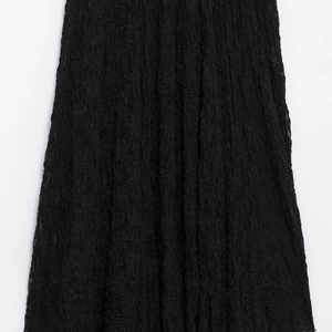 Elegant black lace floor-length evening dress with intricate floral texture and slim fit