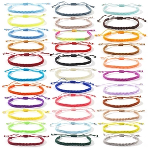 Handmade Braided Rope Bracelet Adjustable Nylon Cord String Minimalist Friendship Jewelry Unisex Alloy Beads