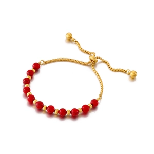 Bracelet Perlé En Turquoise Et Acier Inoxydable Réglable Pour Femme Bijoux De Mode Élégants À Fermoir Coulissant