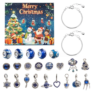 Christmas Advent Calendar DIY Bracelet Alloy Enamel Charms Beads For Girls Kids Countdown Jewelry Holiday Gift