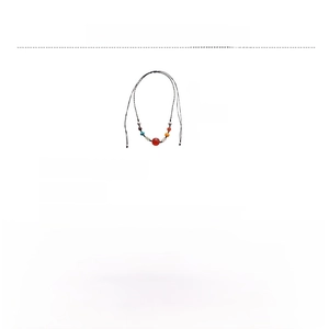 Detail view of ethnic beaded necklace with alloy and agate stone parameters and length