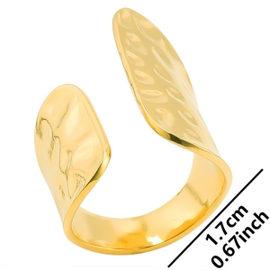 Adjustable golden hammered stainless steel open ring with 1.7cm diameter
