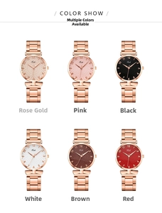 Detailed color show of Tadi quartz watches featuring six vibrant dial colors and mesh bands