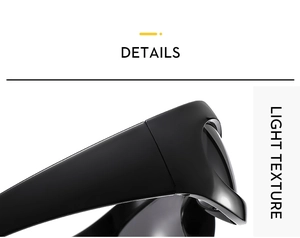 Close-up of lightweight glossy black hinge and sleek temple detail on Y2K sunglasses