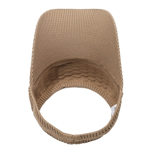 Khaki knitted open top sun visor hat with breathable fabric for outdoor sports