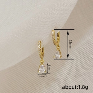 Elegant gold pear cut drop earrings with sparkling pavé hoops for daily fashion style