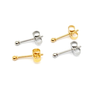 Orecchini a lobo sferici minimalisti in acciaio oro 18K e argento set da 4 pezzi