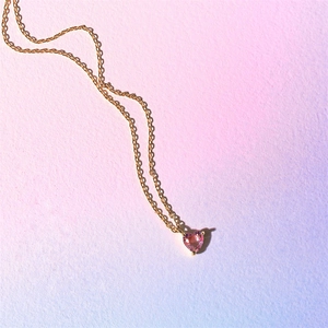 Elegant 18k gold plated necklace with a sparkling heart-shaped pink zircon pendant