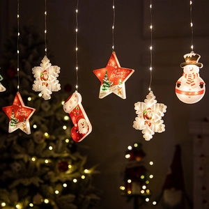 Festive Christmas LED hanging lights with stars and snowflakes for holiday home decor