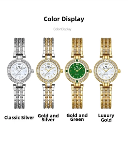 Luxury Bee Sister women's quartz watches in silver, gold, and green with crystal bezel