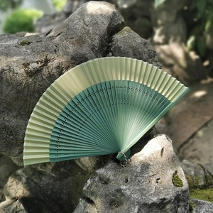 Classical Chinese Style Folding Fan Satin Hollow Carved Bamboo Frame Portable Handheld Dance Prop Cheongsam Accessory