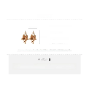 Détails des boucles d'oreilles étoile dorées avec zircon et pampilles en cuivre chic