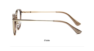 Detailed side view of brown cat eye sunglasses with sleek gold metal temples