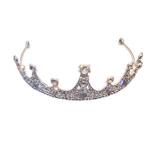 Elegant silver crown headband with sparkling rhinestones and crystal teardrop pendants