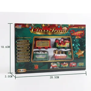 Mini electric Christmas train set with 11 pieces and 216cm track in gift packaging