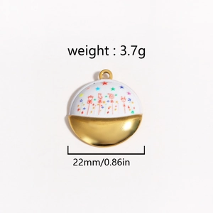 Detailed view of a 22mm colorful star and flower enamel charm in gold stainless steel