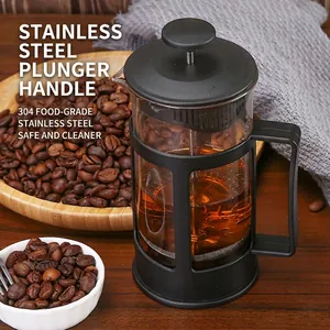 French press coffee maker with 304 stainless steel filter and heat resistant glass body