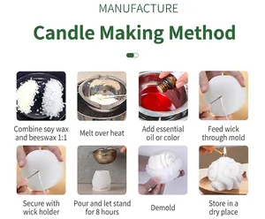 Step-by-step tutorial for DIY candle making using sphere silicone molds and soy wax
