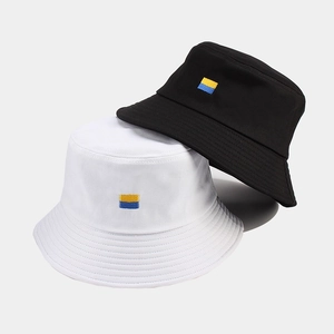 Unisex Casual Cotton Canvas Bucket Hat With Flag Embroidery Sun Protection Outdoor Fisherman Hat Foldable Summer Sun Hat