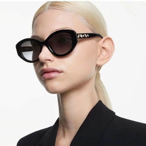 Retro Oval Cat Eye Sunglasses For Women Rhinestone Encrusted PC Frame UV400 Protection Trendy Street Style Modern Lady Eyewear