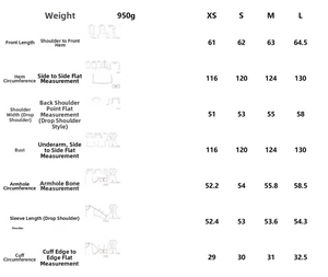 Tableau des tailles détaillé pour manteau en laine femme avec mesures du XS au L