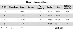 Detailed size chart for lace camisole and shorts set with measurements from XS to L