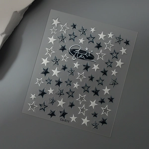 Minimalist pentagram nail art stickers with various star patterns for nail decoration