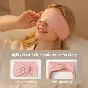Pink high-elasticity maternity headband and eye mask made of soft knitted cotton fabric