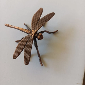 Detailed bronze dragonfly tea pet ornament with intricate mesh wing texture for tea tray