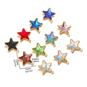Colorful 13mm stainless steel star pendants with crystal inlay for DIY jewelry making