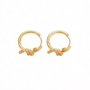 18k gold plated hoop earrings with micro-paved zircon knot design for a luxury look