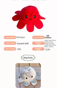 Detail of octopus plush keychain with PP cotton filling and soft crystal fabric material