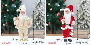 Detailed size specifications for 46cm standing Santa Claus figurines with weight and dimensions