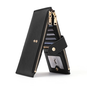Women Long Wallet Saffiano PU Leather Double Zipper RFID Blocking Multi Card Slots Phone Purse Large Capacity Practical
