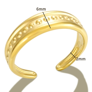 Minimalist gold titanium steel open ring with 6mm band width and professional lighting