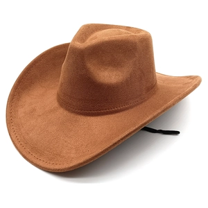 Klassischer Western Cowboyhut Wildlederimitat Breite Krempe Verstellbares Winddichtes Seil Retro Jazz Outdoor Hut