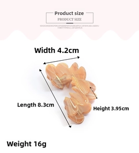 Detailed size specifications of the marble orange acrylic wave hair claw clip