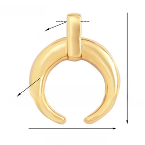 Detailed dimensions of 18K gold crescent pendant showing 23mm height and 19mm width