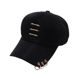 Casquette De Baseball En Coton Style Punk Avec Anneaux Métalliques Et Barres Chapeau De Soleil Ajustable Femme