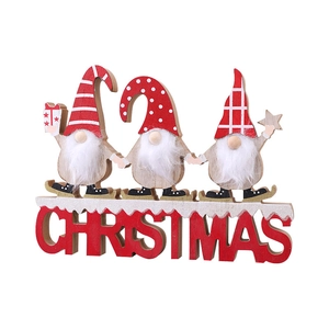 Christmas wooden gnomes centerpiece with red Christmas letter sign for holiday decor
